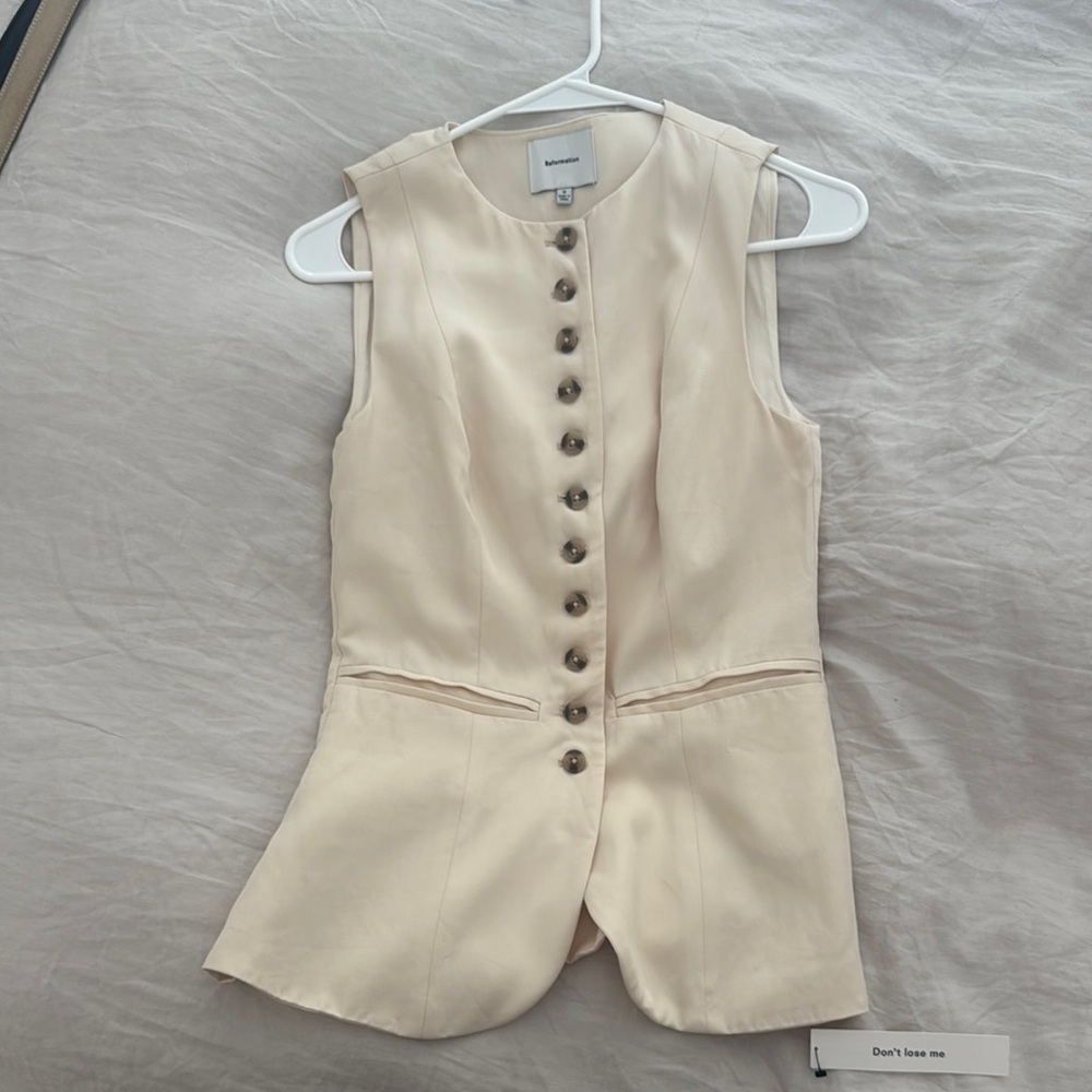 Reformation Cream Button-Up Vest